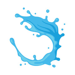 Sticker - Blue Water Splash as Aqua Motion with Drops Vector Illustration