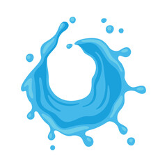 Sticker - Blue Water Splash as Aqua Motion with Drops Vector Illustration