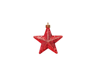 Wall Mural - red christmas star isolated on transparent background.