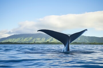 Wall Mural - a whales tail about to slip below the waters surface