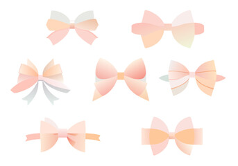 Gaphical decorative bows Vector Pastel Gold Pink gift bow style isolated on white background. drawing decorative bow elements vector illustration