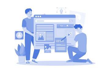 Canvas Print - team people building creating application user interface front view.