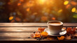 cup of coffee and autumn leaves