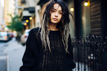 Poster - Young Japanese woman in urban clothes