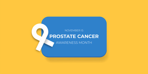 Poster - Prostate cancer awareness month banner with blue ribbon. November is prostate cancer awareness month