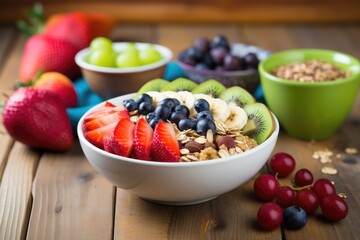 Sticker - a healthy oatmeal bowl topped with colorful fruits