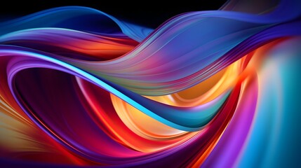 Wall Mural - Abstract Background with Bright Colorful Ribbon in Neon Colors