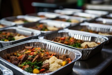 freshly cooked meals ready for food distribution