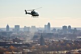 Fototapeta Big Ben - police helicopter hovering over city skyline