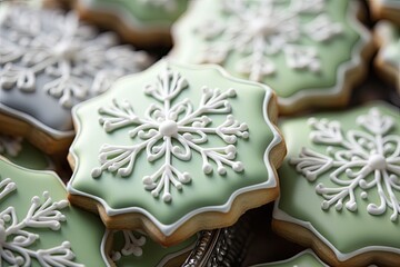 Yummy Christmas cookies with star shape. Xmas sweet food. Generative AI