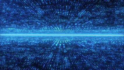 Sci fi or cyber grid  Lines and dots form information blocks of a hologram, large data fields. High information technologies. Seamless loop abstract background science fiction theme