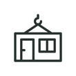 © Altop Media - Building a house from prefabricated panels isolated icon, modular house construction vector icon with editable stroke
