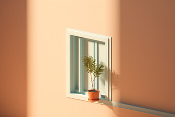 Canvas Print - plant on window simple 3d rendering style