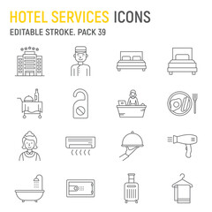 Wall Mural - Hotel services line icon set, tourism collection, vector graphics, logo illustrations, hotel vector icons, travel signs, outline pictograms, editable stroke