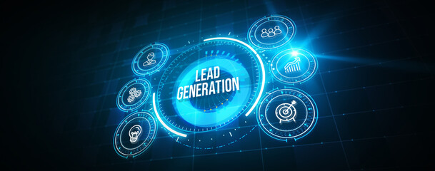 Wall Mural - Lead Generation. Finding and identifying customers for your business products or services. Finance concept. 3d illustration