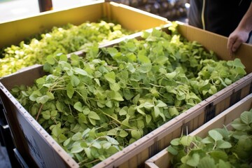 Wall Mural - fresh wasabi plants being packed for shipping in farm