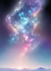 anime pastel galaxy in the sky colorful