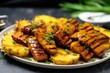 vegan bbq sausages with grilled pineapple slices
