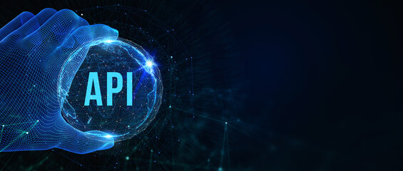 API - Application Programming Interface. Software development tool. Business, modern technology, internet and networking concept. 3d illustration