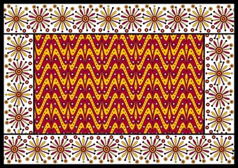 Wall Mural - African Wax Print fabric, Ethnic overlap ornament seamless design, Khanga pattern motifs floral elements. khanga texture, colorful textile Ankara fashion style. New Design For Fabric