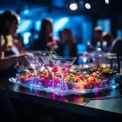 Wall Mural - catering table with different drinks