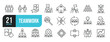 Set of line icons related to teamwork, management, collaboration, group, friendship. Outline icons collection. Editable stroke. Vector illustration.