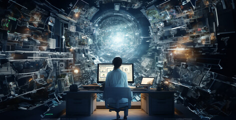 Wall Mural - ai developer work with technology for business