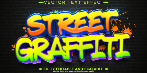 Canvas Print - Editable text effect graffiti, 3d street and spray font style