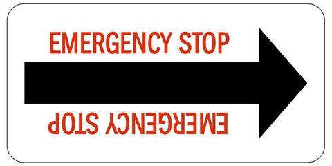 Wall Mural - Shut off warning sign and labels emergency stop