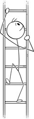 Wall Mural - Person Climbing the Ladder , Vector Cartoon Stick Figure Illustration