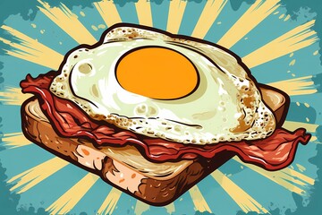 fried eggs, breakfast illustration