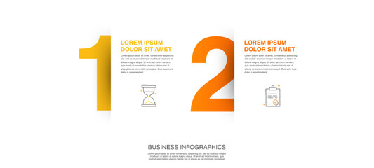 Modern vector flat illustration. Line infographic numbers template with two elements, icons. Timeline designed for business, presentations, web design, interface, diagrams with 2 steps