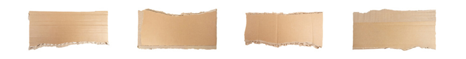 set of Adhesive brown cardboard paper torn isolated on transparent background . PNG, cutout, or clipping path.