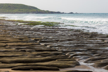 Wall Mural - Laomei Green Reef in Taiwan, sea coastline with rock reef