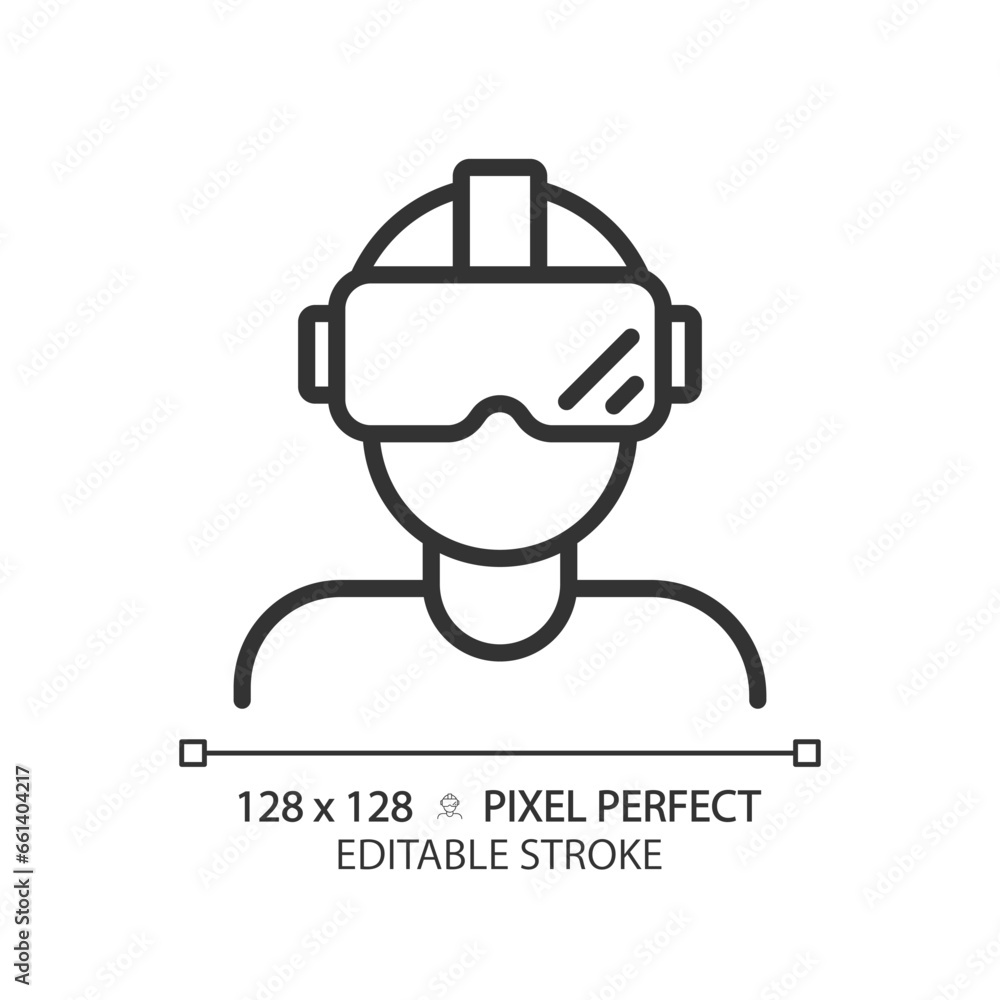 2D pixel perfect editable black virtual reality simulator icon ...