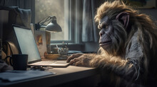 A Troll Seated At A Laptop, Symbolizing Online Abstraction And Mockery, Reflecting The Darker Side Of The Internet
