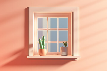 Poster - plant on window simple 3d rendering style