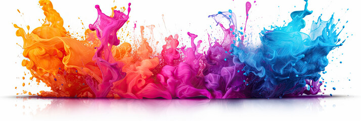 Poster -  Vivid Acrylic Colors paint splash on white background.  