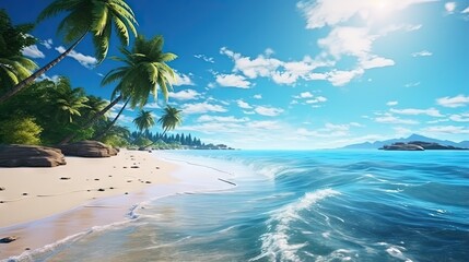 Poster - Nature landscape view of beautiful tropical beach and sea in sunny day. Beach sea space area