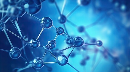blue biotechnology texture,Transparent blue abstract molecule model over blurred blue molecule background. Concept of science, chemistry, medicine and microscopic research.