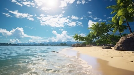 Poster - Nature landscape view of beautiful tropical beach and sea in sunny day. Beach sea space area