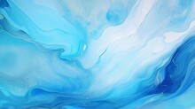 Beautiful Painting Background In High Resolution. Colored Alcohol Ink Fluid Art With Clear Waves And Swirls. Ideal For Posters, Cards, And Other Things. Dreamy Sky Blue Design.