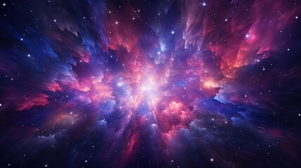 Wall Mural - 3d render, red blue fireworks, big bang, galaxy, abstract cosmic background, celestial, beauty of un