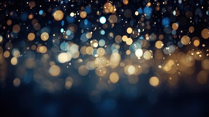 Wall Mural - glitter vintage lights background. blue, gold and black. de focused