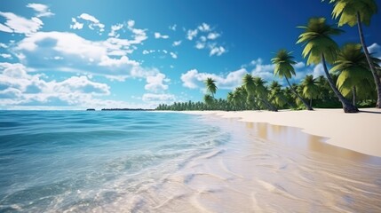 Canvas Print - Nature landscape view of beautiful tropical beach and sea in sunny day. Beach sea space area