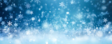 Abstract Winter Background With Snow And Snowflakes
