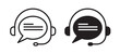 support headphone icon set. customer help call center vector symbol. live chat 24/7 support buttons.