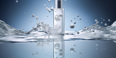 A clear liquid cosmetic product with a gel like texture