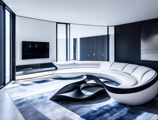 Wall Mural - stylish luxurious simple interior with flexible lines of shapes