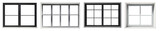 Real modern windows set isolated on a white background, various office frontstore frames collection for design, exterior building aluminum facade element.PNG file, clipping path .